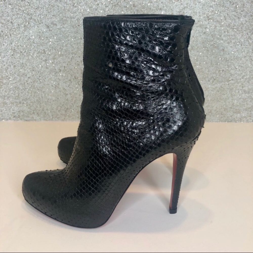 👠SOLD👠 Louboutin Black python Ankle Boots Bootie - Picture 2 of 8